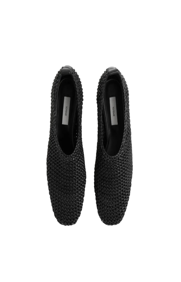Load image into Gallery viewer, Black Leather Ballet Flats