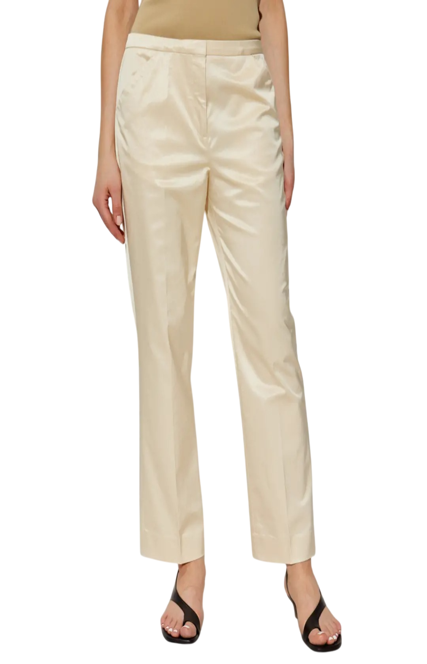 Cargar imagen en el visor de la galería, Beige Straight Trousers