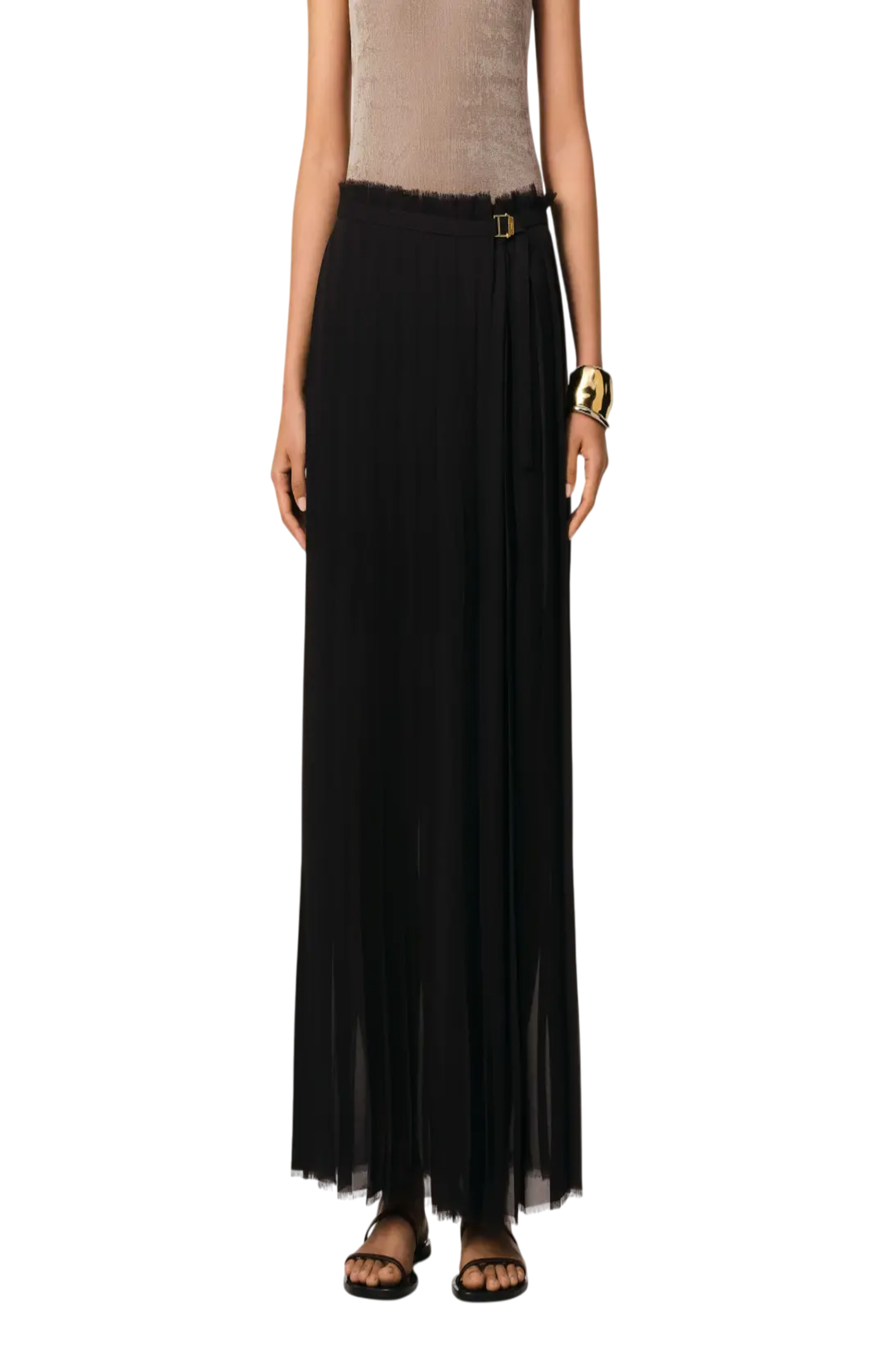 Cargar imagen en el visor de la galería, Ami Paris Black Polyester Midi Skirt