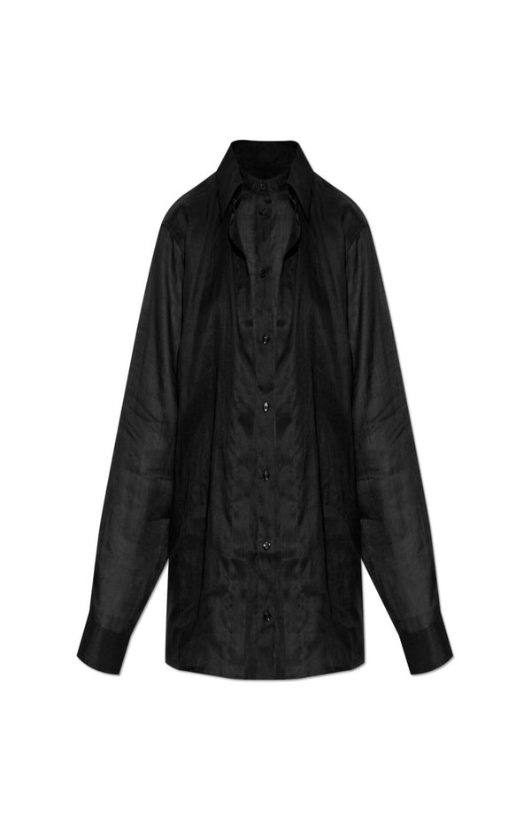 Load image into Gallery viewer, Double Collar Semi-sheer Shirt