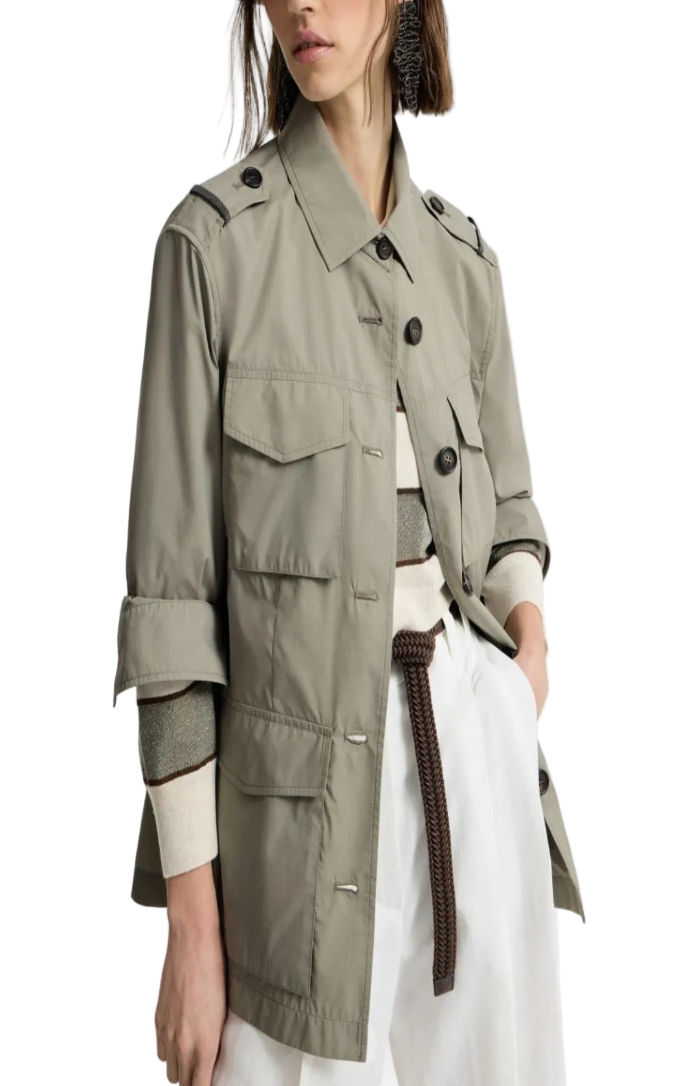 Cargar imagen en el visor de la galería, Khaki cotton jacket