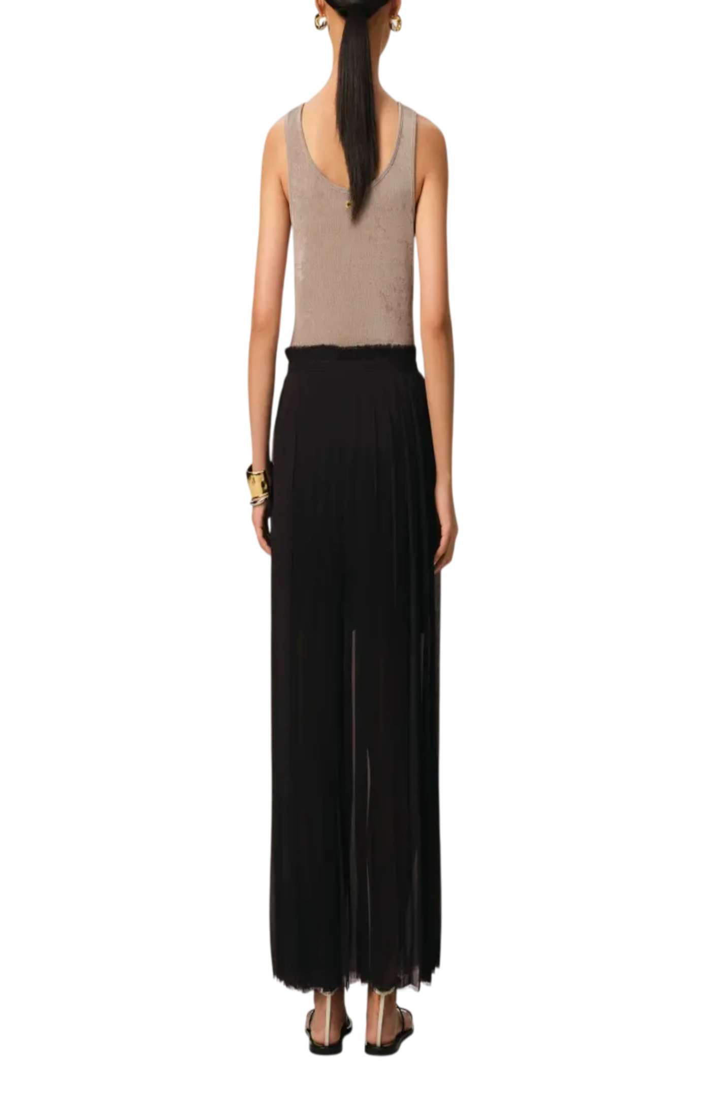 Cargar imagen en el visor de la galería, Ami Paris Black Polyester Midi Skirt