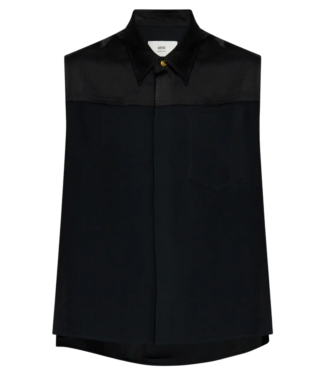 Cargar imagen en el visor de la galería, AMI PARIS Woman Black Acetate Sleeveless Blouse