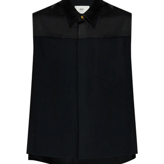 AMI PARIS Woman Black Acetate Sleeveless Blouse
