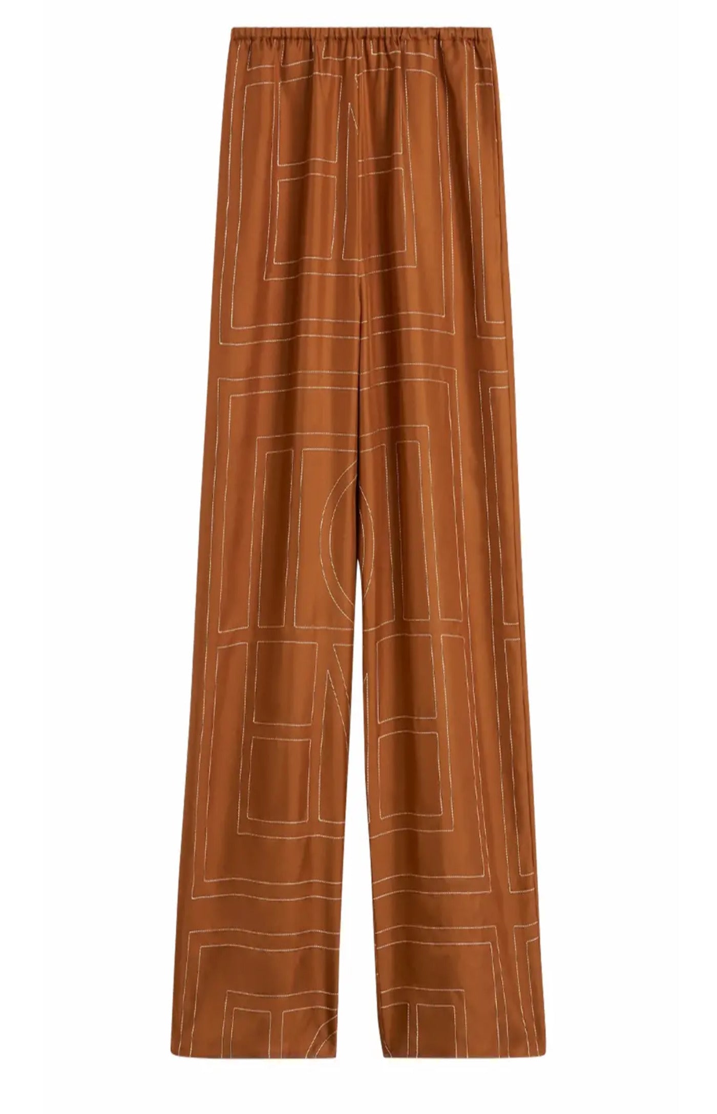 Cargar imagen en el visor de la galería, Monogram silk pj bottoms terracotta