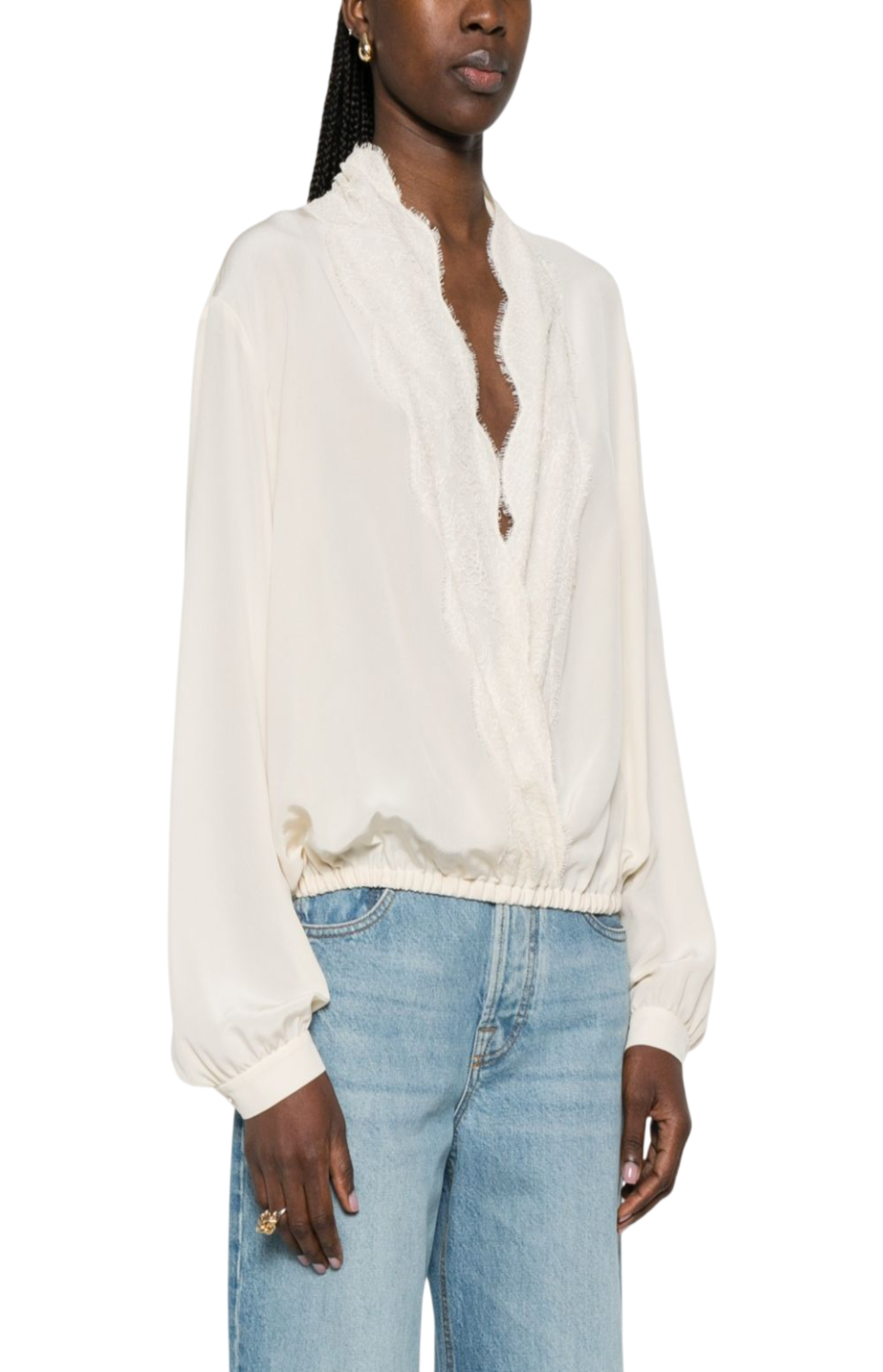 Load image into Gallery viewer, Lace-trim blouse