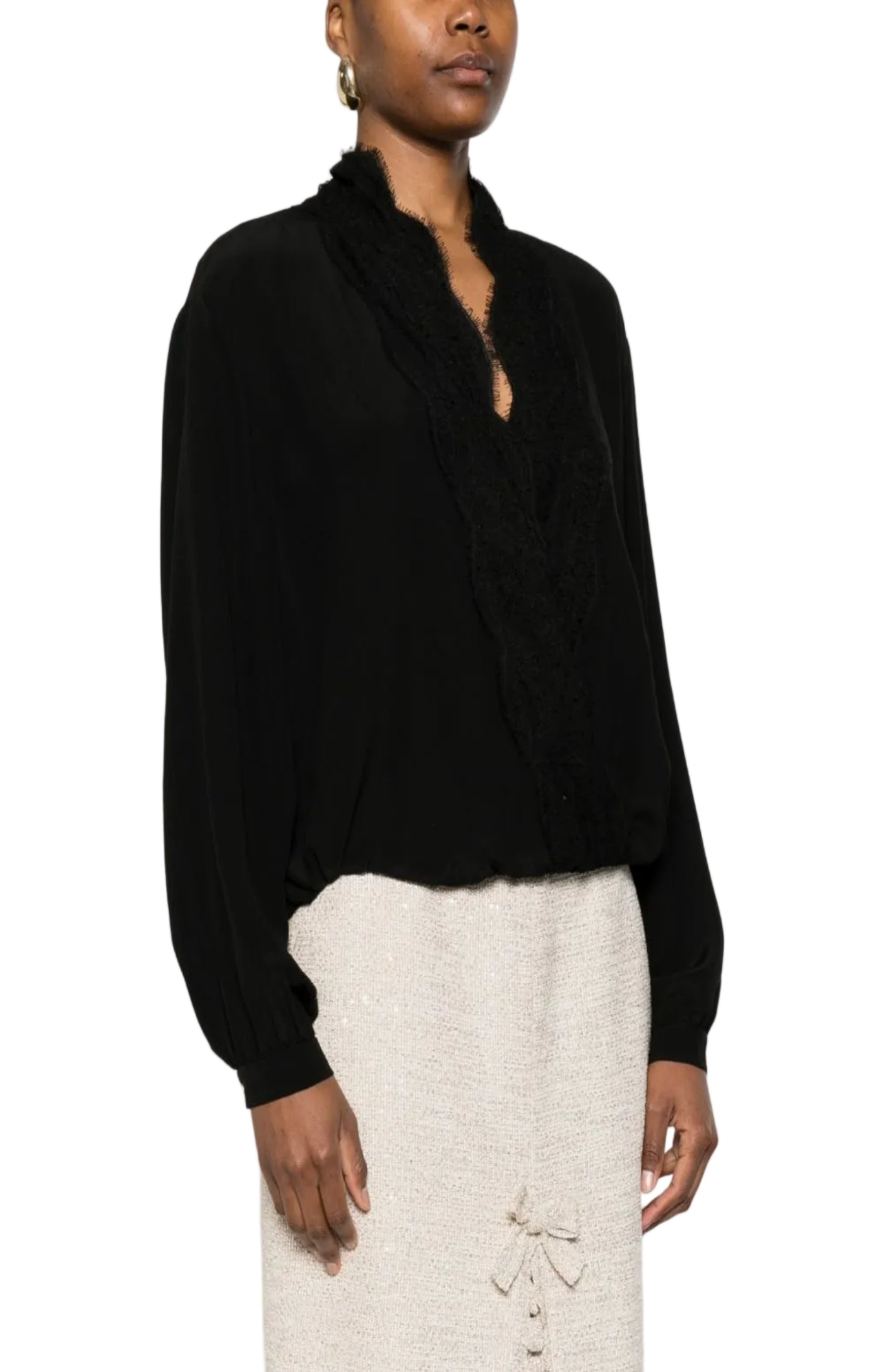 Load image into Gallery viewer, Lace-trim blouse