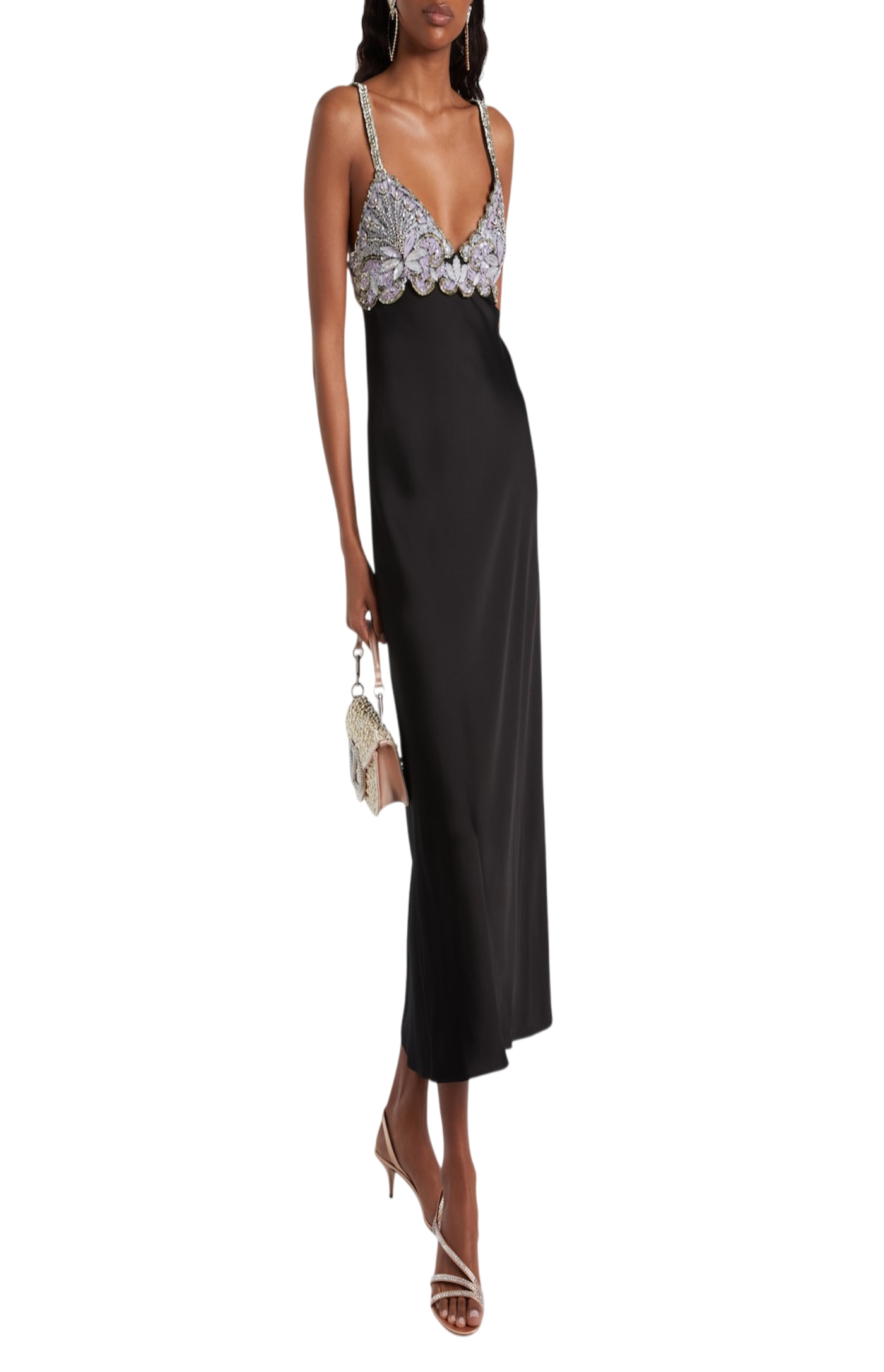Cargar imagen en el visor de la galería, Embellished cady midi dress