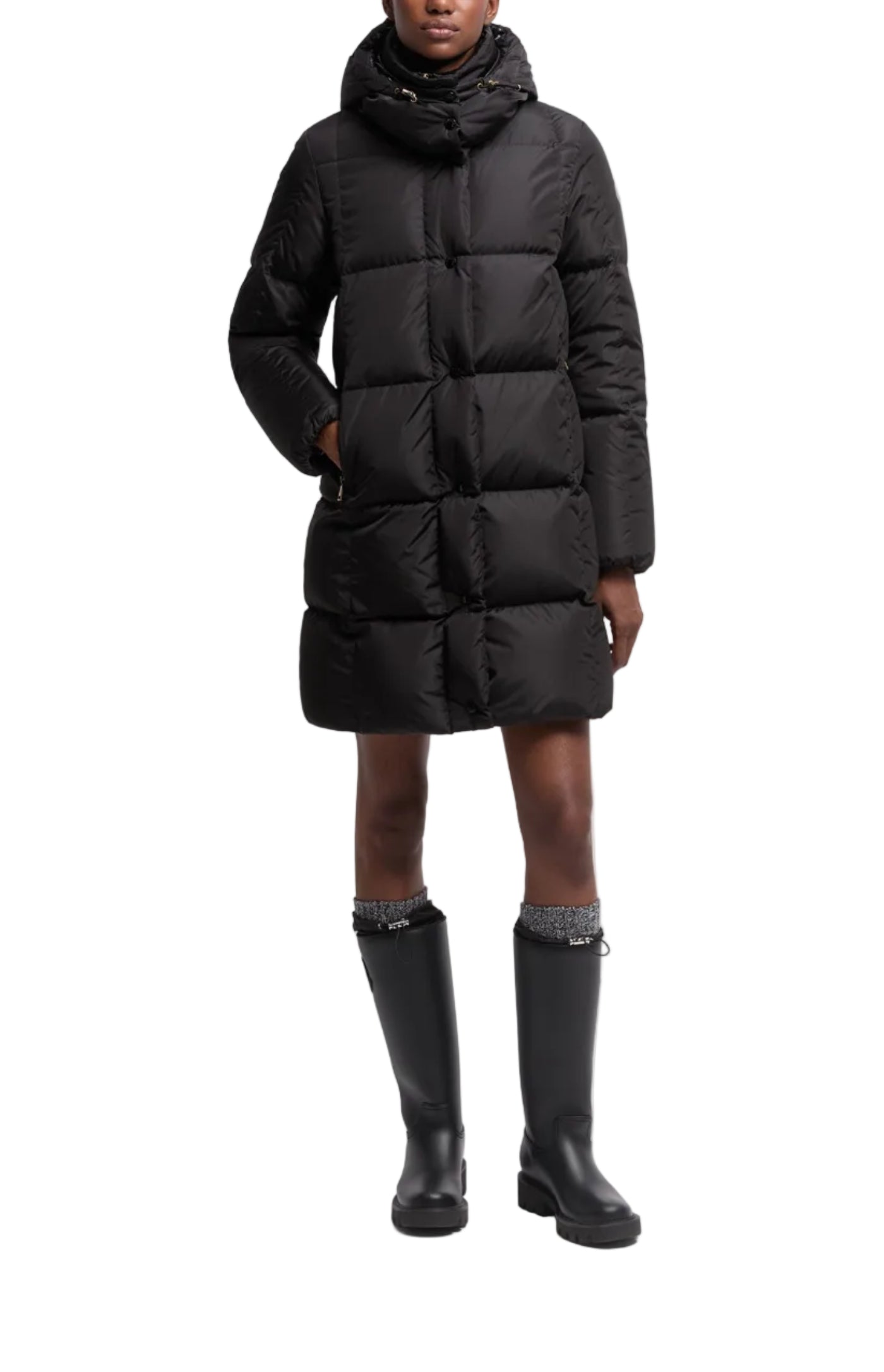 Load image into Gallery viewer, Litte Square-Quilted Hooded Long Down Jacket