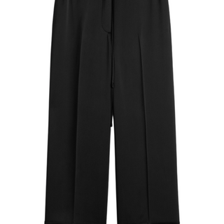 Satin drawstring trousers black