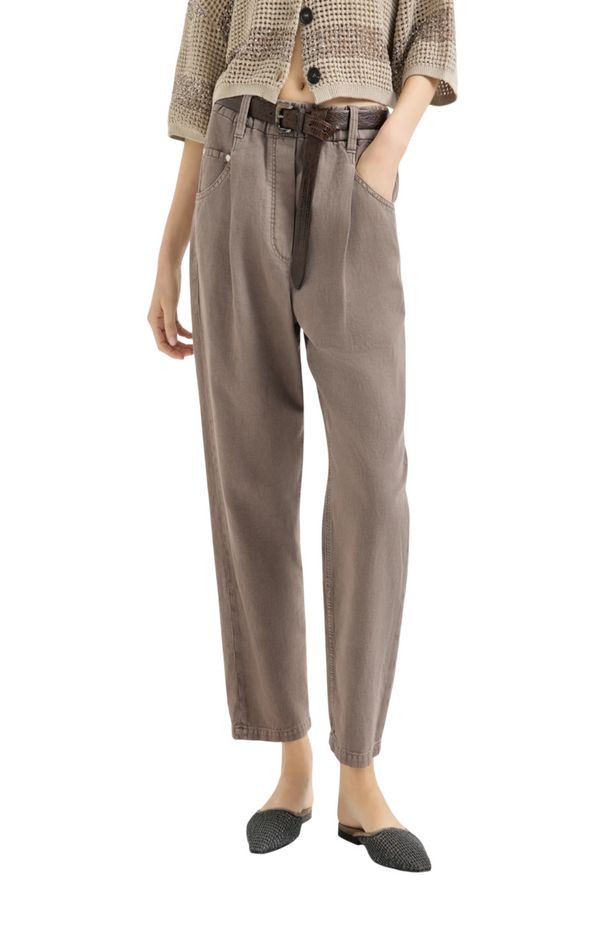 Load image into Gallery viewer, Wide-leg cotton-linen jeans
