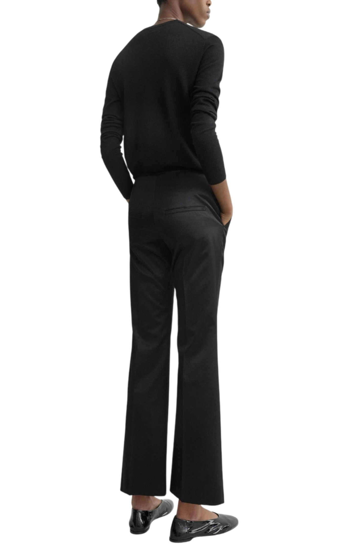 Cargar imagen en el visor de la galería, Kick flare raw-edge trousers black
