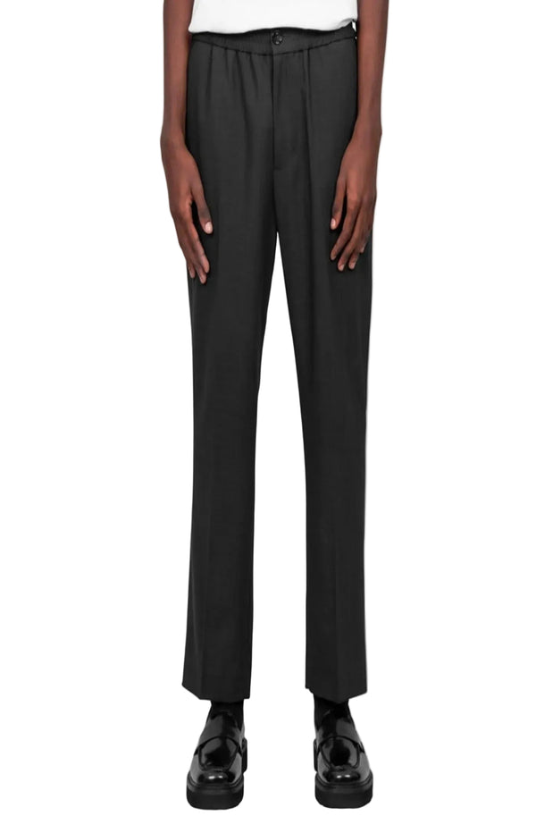 Load image into Gallery viewer, Antrhracite Black Wool Elasticated Waist Trousers