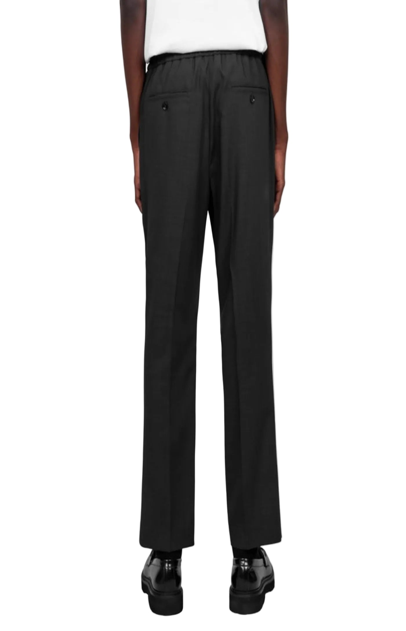 Cargar imagen en el visor de la galería, Antrhracite Black Wool Elasticated Waist Trousers