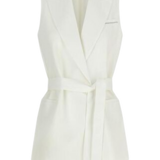Linen viscose twill blazer with belt