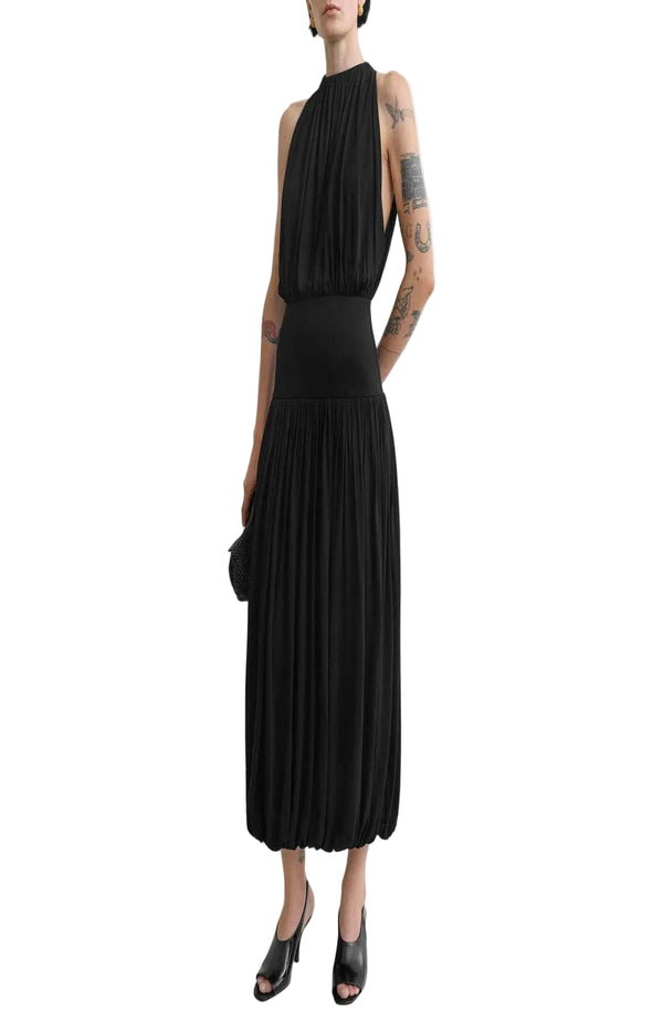 Load image into Gallery viewer, Soft gathered dress in black