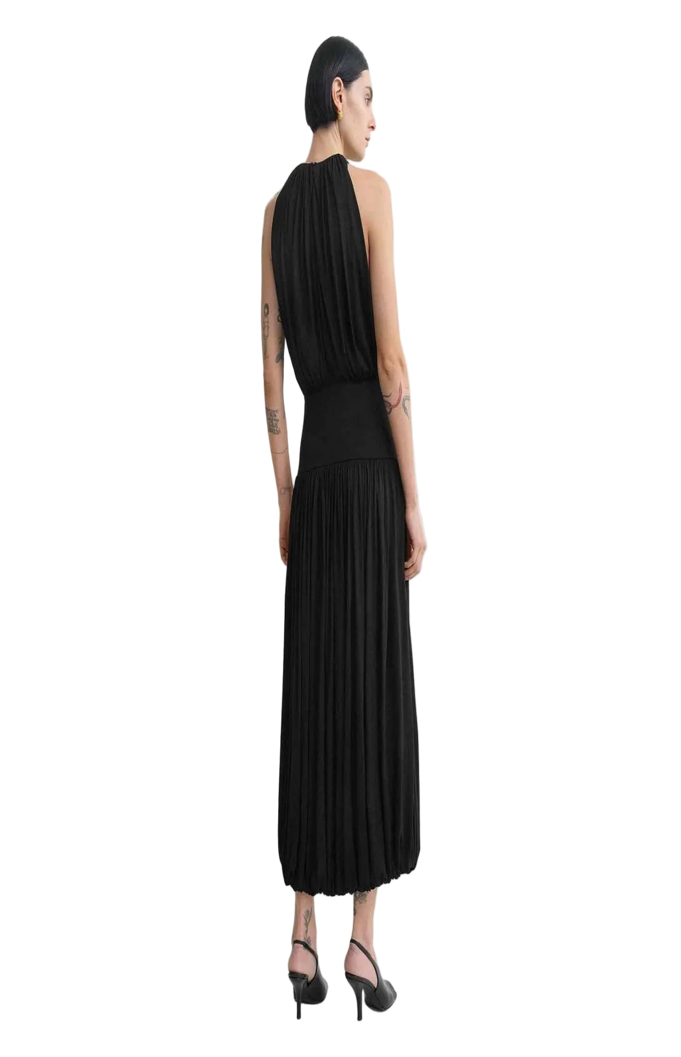 Cargar imagen en el visor de la galería, Soft gathered dress in black