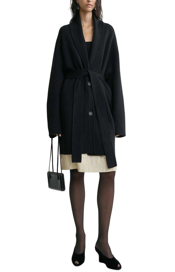 Load image into Gallery viewer, Shawl-lapel robe black