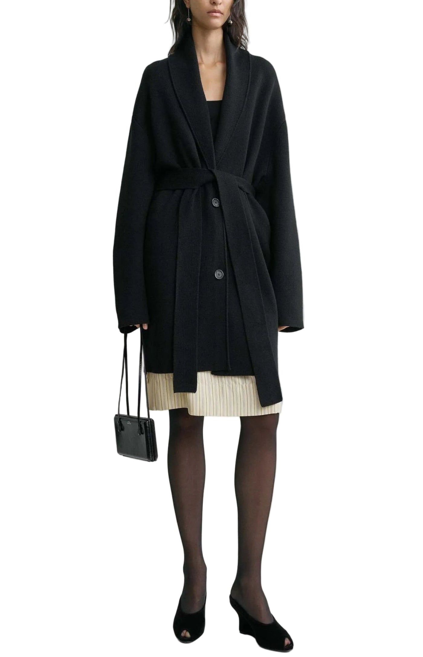 Cargar imagen en el visor de la galería, Shawl-lapel robe black