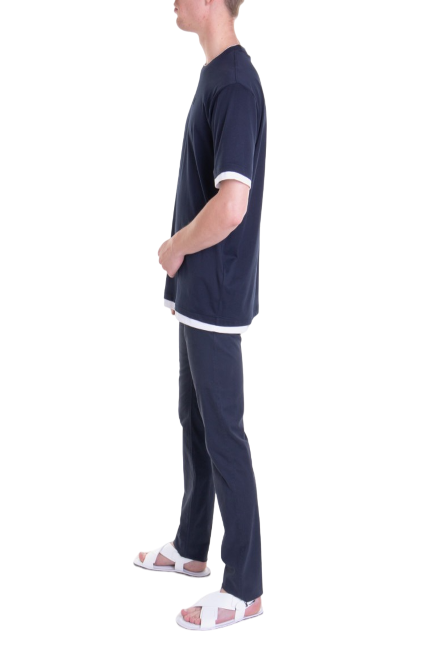 Cargar imagen en el visor de la galería, Navy white cotton t-shirt
