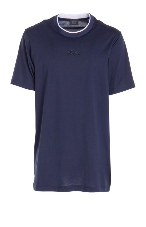 Load image into Gallery viewer, Navy white cotton t-shirt