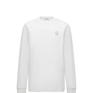 Moncler Off-White Leather Logo Long Sleeve T-shirt