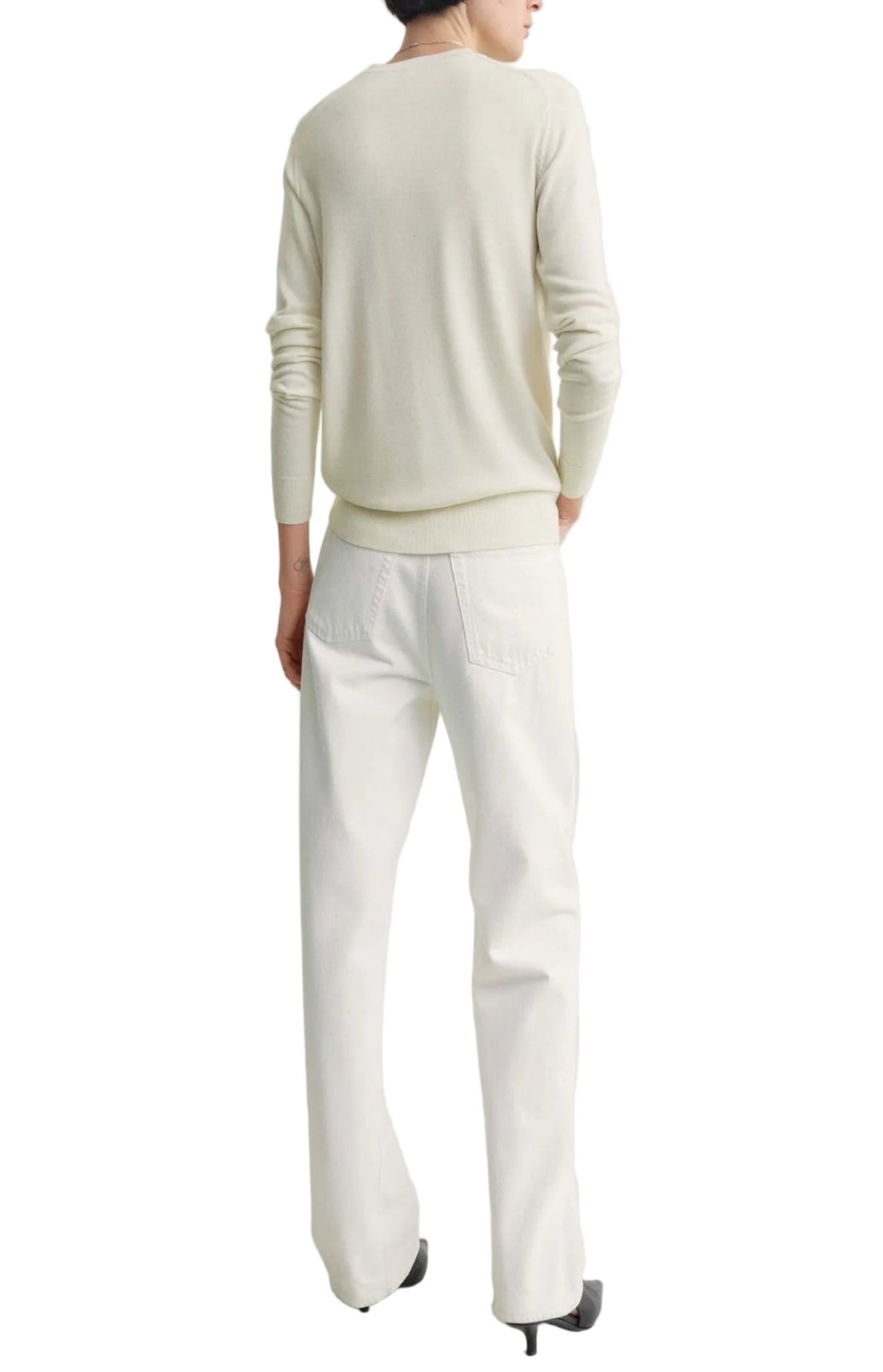 Cargar imagen en el visor de la galería, Fine crew knit ecru