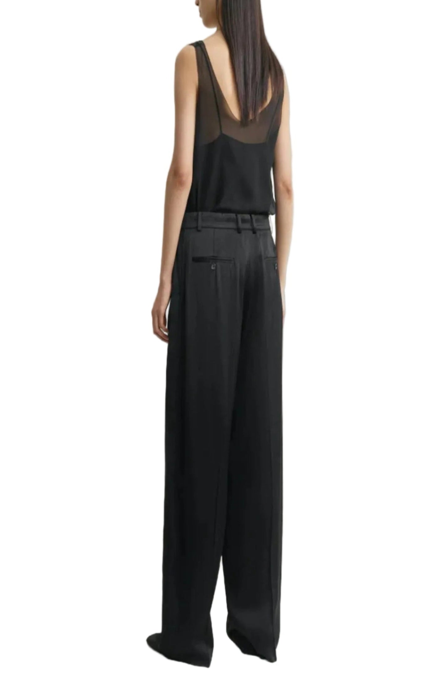 Cargar imagen en el visor de la galería, Wide satin trousers black