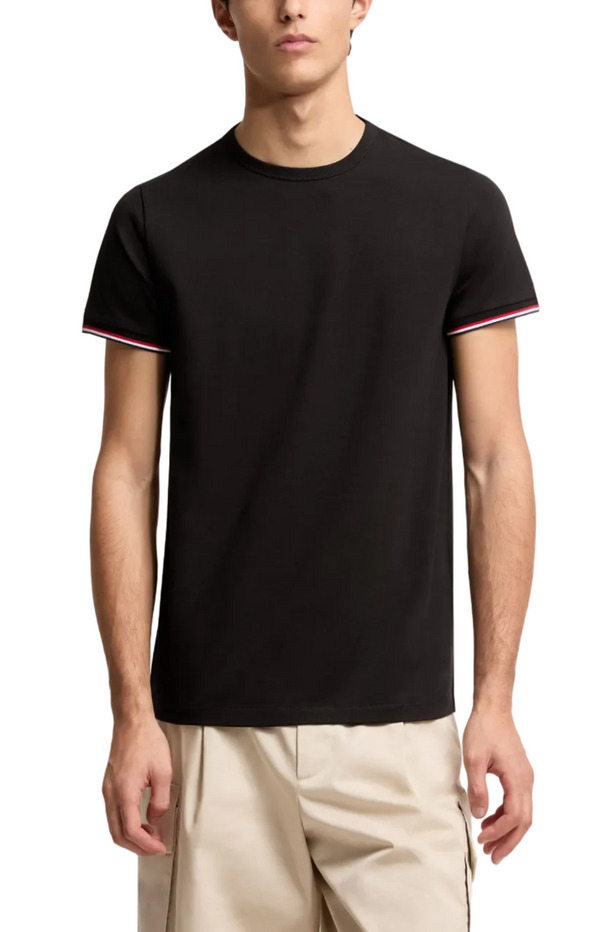 Laden Sie das Bild in den Galerie-Viewer, Tricolour-Trimmed Cotton T-Shirt