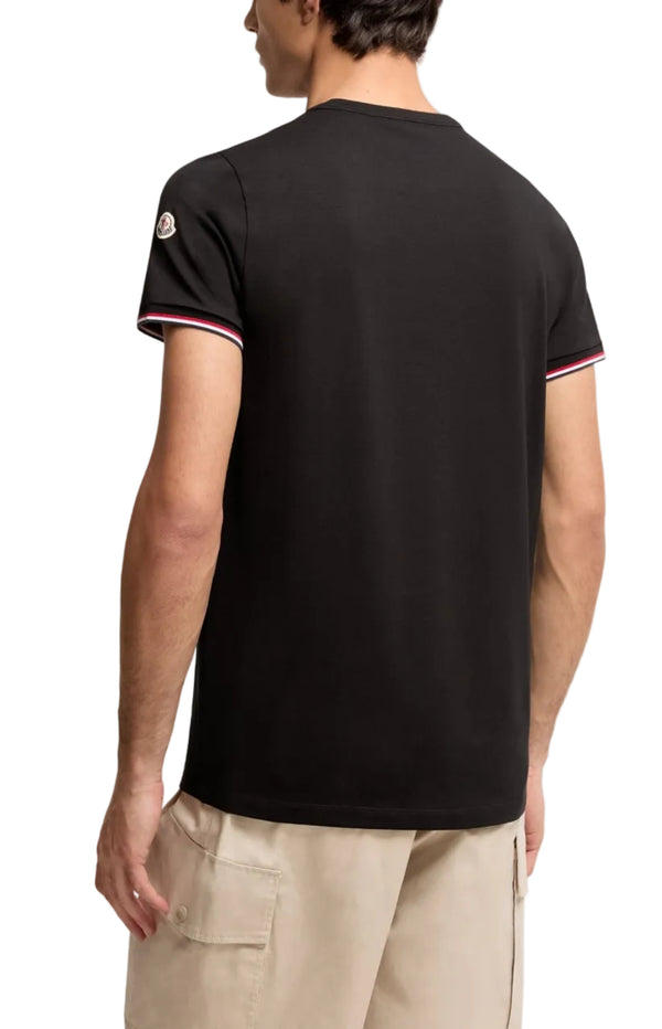 Laden Sie das Bild in den Galerie-Viewer, Tricolour-Trimmed Cotton T-Shirt
