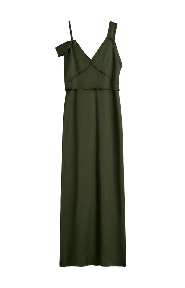 Load image into Gallery viewer, V-neck slip dress bottle green