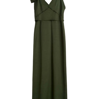 V-neck slip dress bottle green