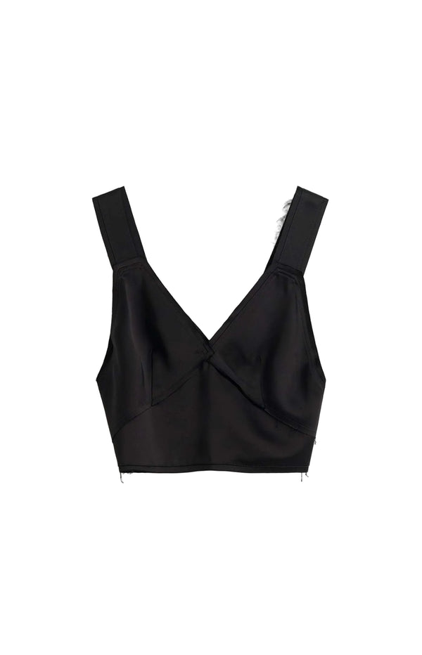 Load image into Gallery viewer, Cropped satin camisole black