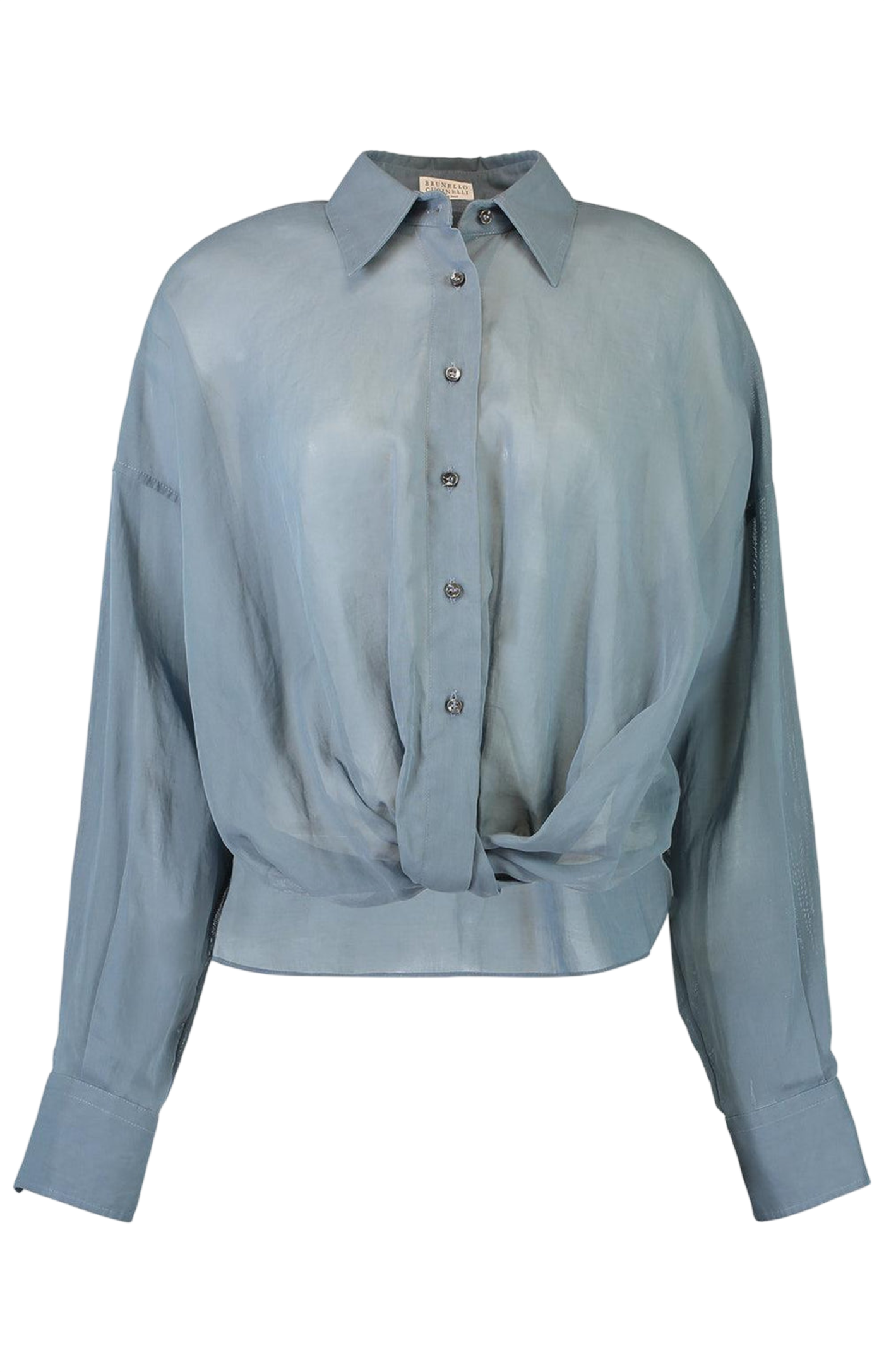Cargar imagen en el visor de la galería, Brunello Cucinelli Twist-front cotton-organza shirt