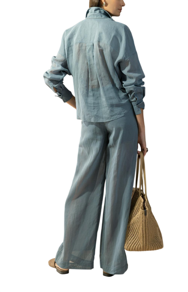 Load image into Gallery viewer, Brunello Cucinelli Twist-front cotton-organza shirt