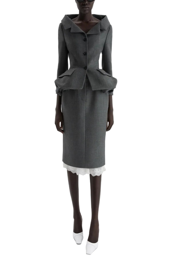 Charger l'image dans la galerie, Tailored pencil skirt in grey