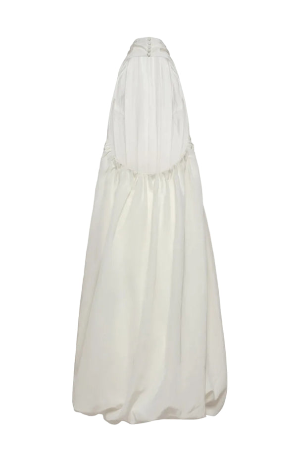 Load image into Gallery viewer, Open-back halterneck balloon dress in white