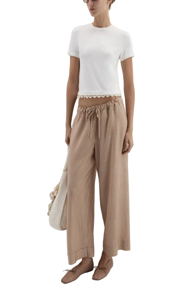 Load image into Gallery viewer, Striped culotte trousers in brown