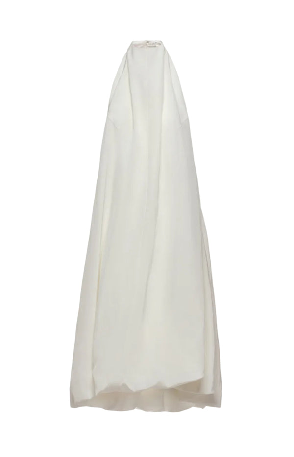 Load image into Gallery viewer, Open-back halterneck balloon dress in white