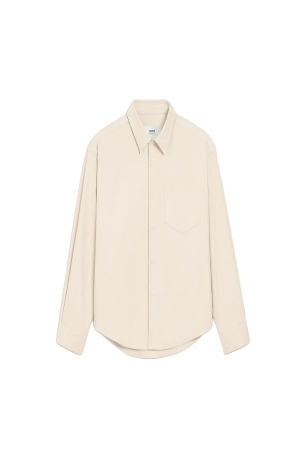 Load image into Gallery viewer, Ami Paris de Coeur Boxy Fit Brushed Cotton Shirt in Light Ivory