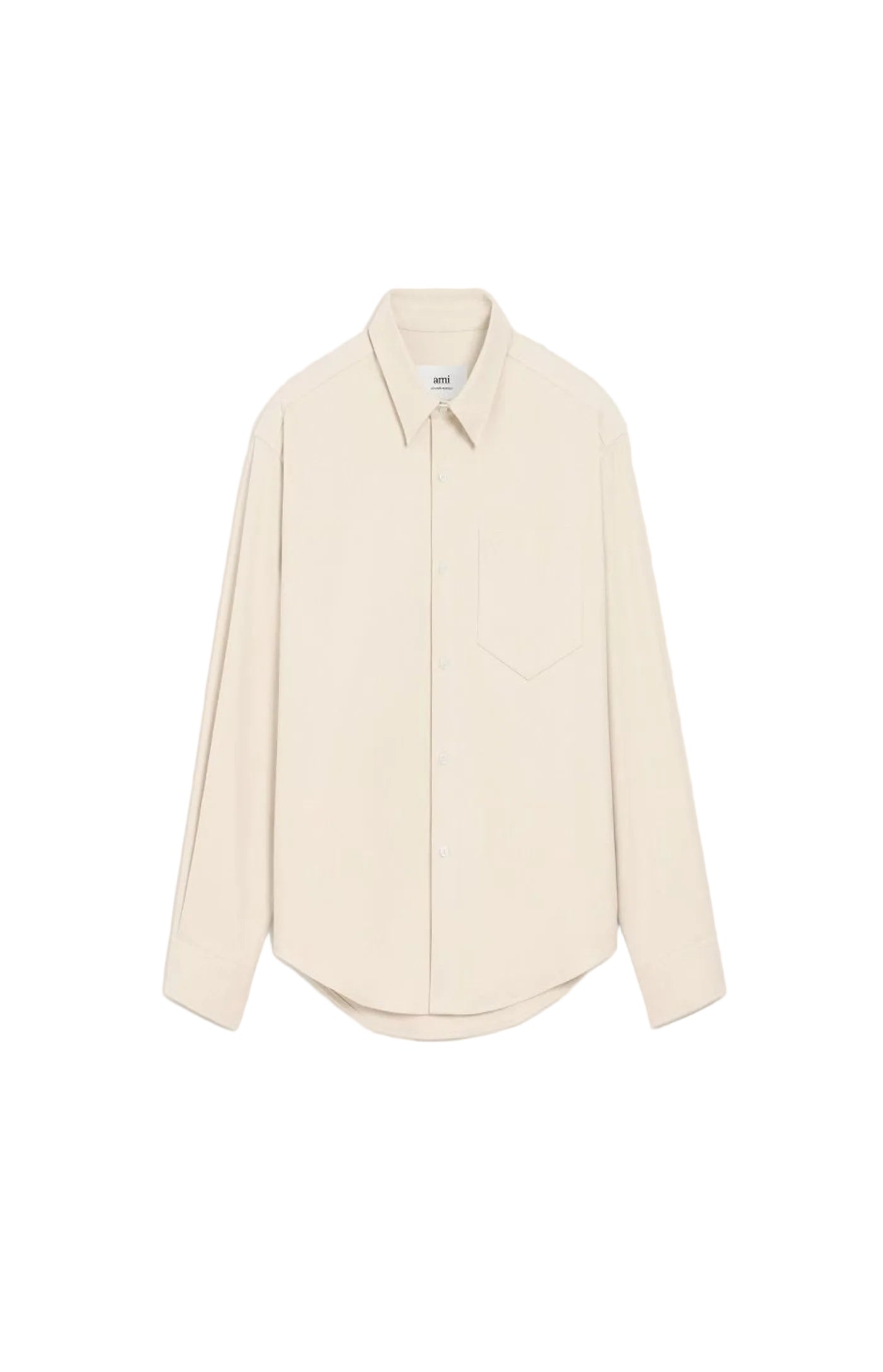 Cargar imagen en el visor de la galería, Ami Paris de Coeur Boxy Fit Brushed Cotton Shirt in Light Ivory