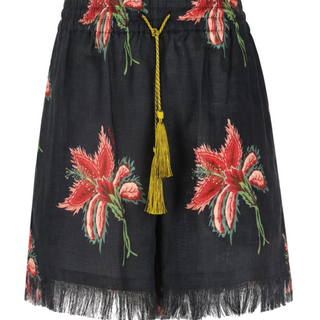 Tassel-detailed fringed shorts
