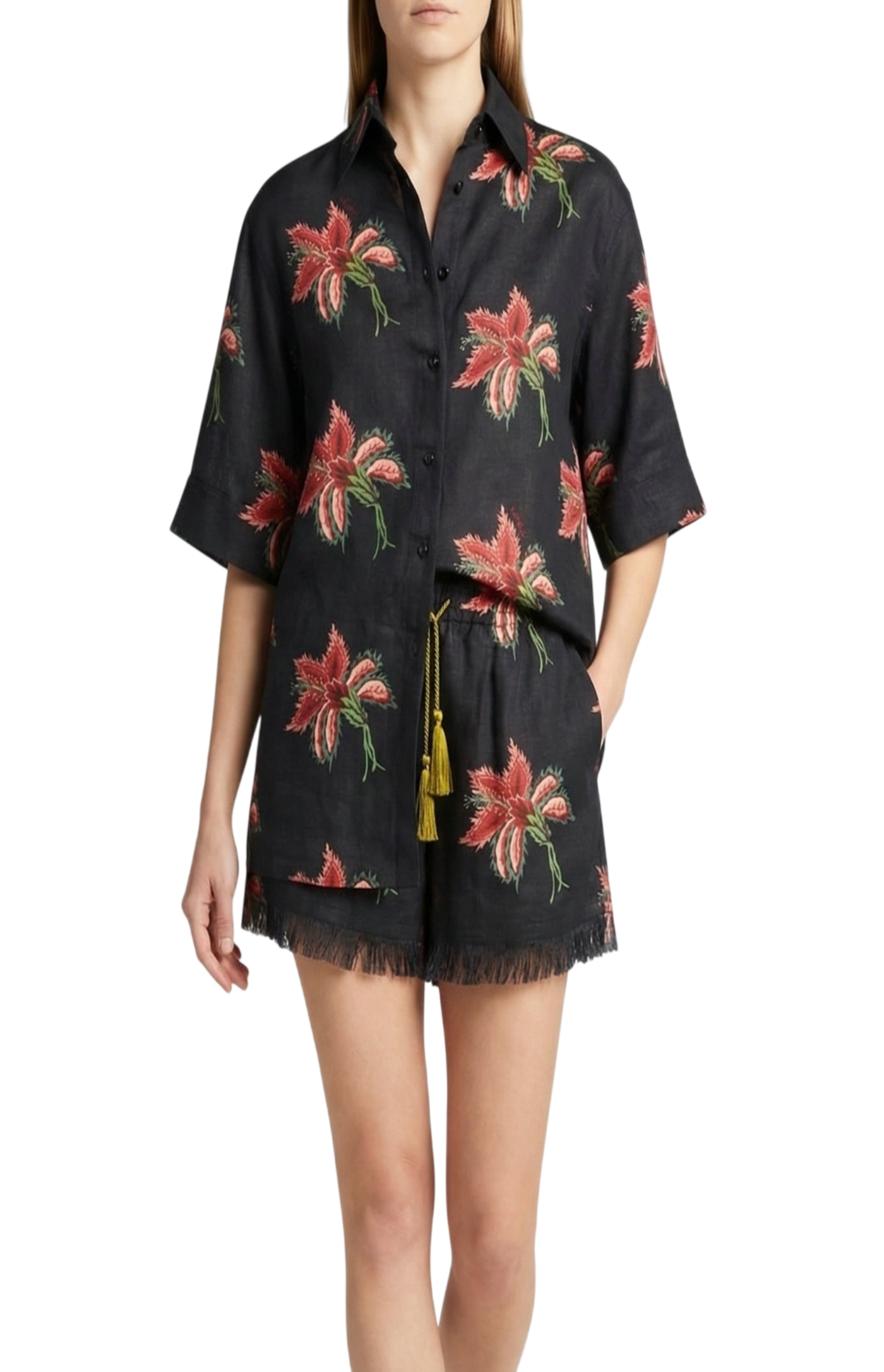 Load image into Gallery viewer, Tassel-detailed fringed shorts