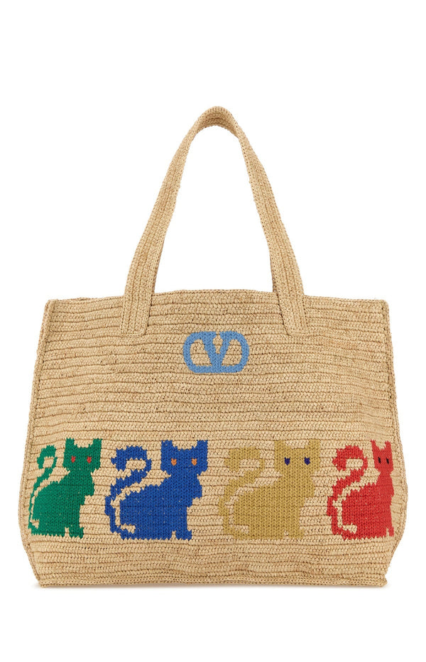 Load image into Gallery viewer, Raffia VLogo Signature shopping bag