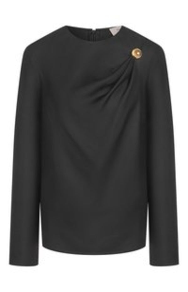 Load image into Gallery viewer, Draped ornament-detail blouse
