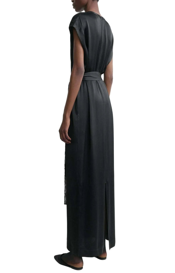 Load image into Gallery viewer, Crew satin dress black