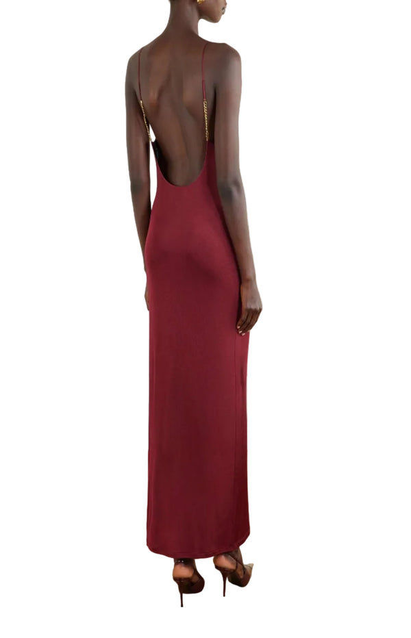 Load image into Gallery viewer, CASSANDRE-chain backless dress in knit