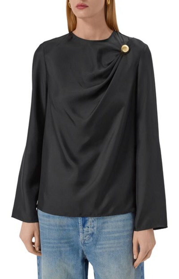 Load image into Gallery viewer, Draped ornament-detail blouse