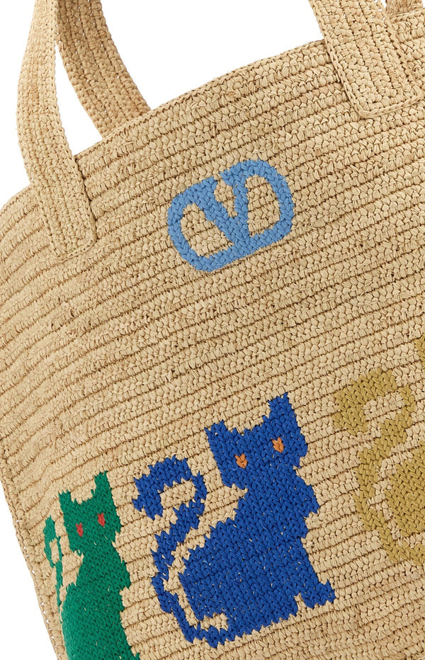 Load image into Gallery viewer, Raffia VLogo Signature shopping bag