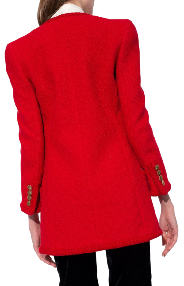 Load image into Gallery viewer, Saint Laurent Diamond-embossed tweed long jacket